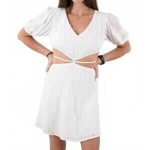 NEW SKY TO MOON palm springs moment open midriff eyelet dress in white